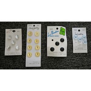 Four Sets of Vintage Buttons Le Chic, Le Bouton, Majesty, and La Petite